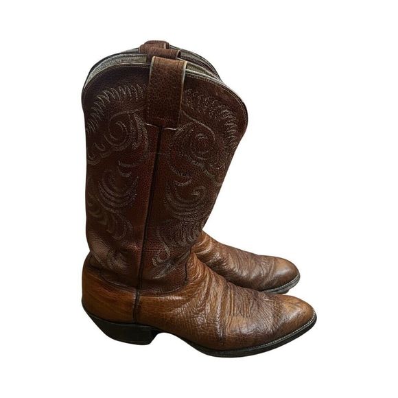 GUC Vintage Olathe Boots Brown Leather Cowboy Boots - US Size 12 AA (Mens) - Picture 1 of 15